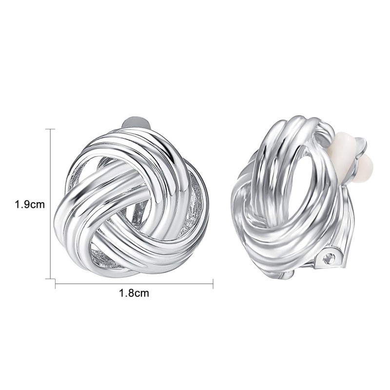 JOLCHIF Silver Love Knot Clip On Earrings for Women Non