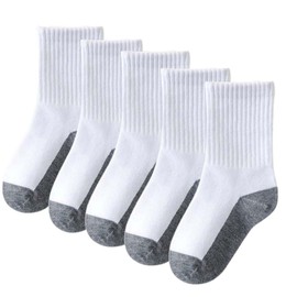 COSHU School Socks, Children, Boys, Girls, Kids, White, Black, Ash, Panda Socks, Set of 5, Solid Color, Crew 2 Types, Type B - Panda