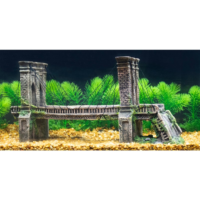 Penn-Plax Medium Brooklyn Bridge Model For Large Fish Tanks and