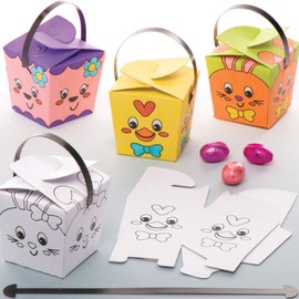 Baker Ross AW142 Easter Colour in Treat Boxes, Easter Crafts for Kids to Assemble, Decorate and Use for Easter Egg Hunting (Pack of 12)