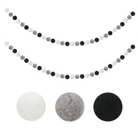 jijAcraft 2 Pcs Colorful Pom Poms Garlands - Wool Felt Ball String 2.5M Hanging Ornaments Handmade Pom Pom Wall Decoration with 60 Balls For Bedroom Wedding Party Birthday