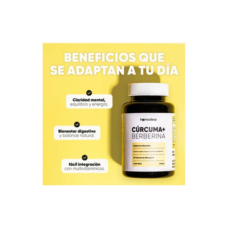 Cápsulas de Cúrcuma y Berberina Homodeus para Bienestar Articular y