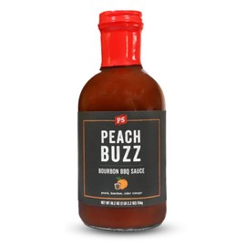 PS Seasoning Peach Buzz Bourbon BBQ Sauce - All-Purpose Sauce for Glazing, Marinating, Basting, and Dipping - Great for Ribs, Pork Chops, Chicken Wings, Pulled Pork, Salmon, Kabobs and more