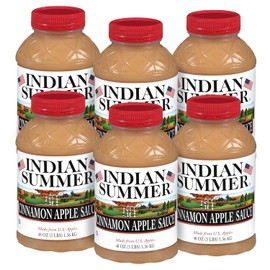 Indian Summer Premium Applesauce, Made from US Apples and American Growers (6 Pack, Cinnamon)