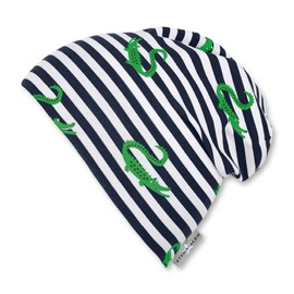 Sterntaler Boys Slouch Beanie with Stripe Pattern and Crocodile Print, Blue (Marine 300)