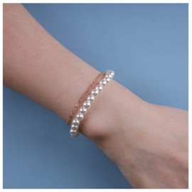 Yheakne Vintage Layered Pearl Bracelet Gold Pearl Bracelet Pearl Strand Bracelet Pearl Necklace Bracelet Wedding Hand Chain Jewellery for Women and Girls (Gold)