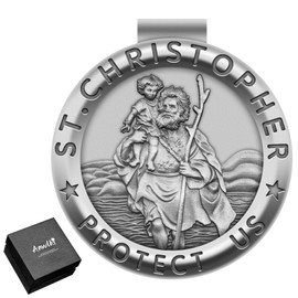 Anwlki Saint Christopher Medal for Car St Christopher Visor Clip Accessories Bless Driving Safety Religious Gift for Parent, Family, Friend, Driver (2)