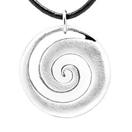 Pewter Maori Spiral Koru Peace and Tranquility Pendant on Leather Necklace