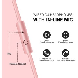 OneOdio Wired Headphones DJ Piano Guitar with Microphone HiRes Audio Extra Bass Lightweight Comfort Foldable Headphones with SharePort 2 Jack - Headset for PC Studio Monitor AMP