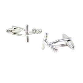 MENDEPOT Novelty Silver Tone Corkscrew Wine Opener Cuff Link with Box