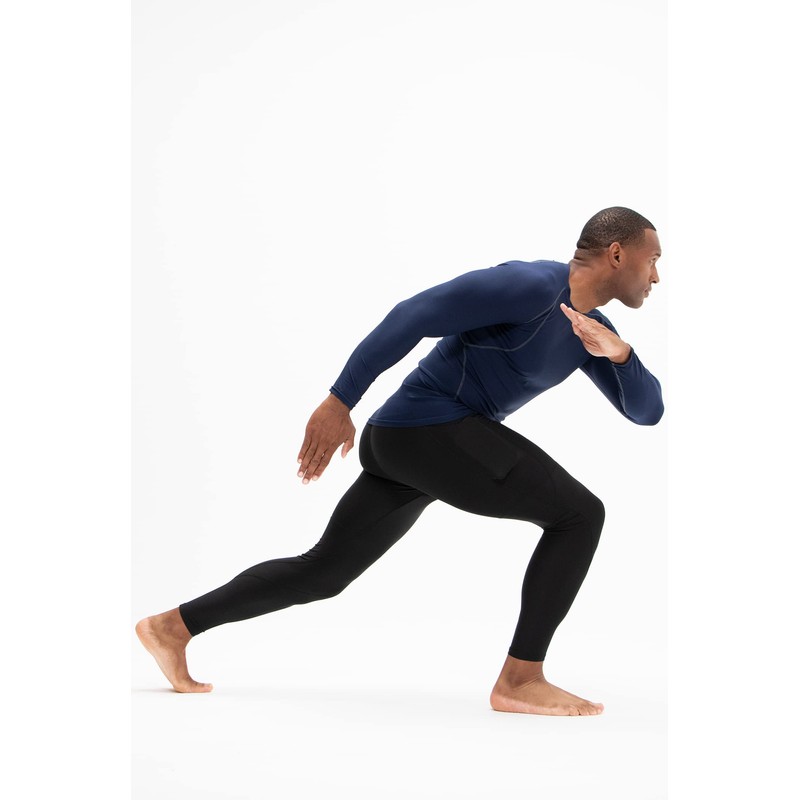 DEVOPS Men's Compression Pants Athletic Leggings (Large, Black/Charcoal/Navy)