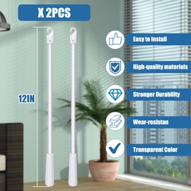 Vodolo Blind Wand Vertical Blinds Replacement Parts,2PCS White Fiberglass Blinds Stick Replacement with Hook and Handle Curtain Stick Blind Tilt Wand for Window Opener Accessory (12 Inch)
