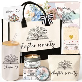70th Birthday Gifts for Women, Grandma Sister Mom Birthday Gifts 70 Year Old Birthday Gifts for Women Birthday Gift for Women New Chapter Gifts for 70 Year Old Woman with Tote Bag Makeup Bag