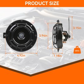 GAMPRO Car Horn Set 12 V 135 dB Super Loud High and Low Tone Metal Twin Horn Kit with Holder for Cars Trucks SUVs Motorcycles Off-Road Boats (Black)