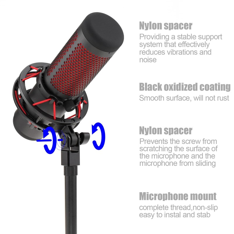 Microphone Mount Adapter for Hyperx Quadcast with 3/8" or 1/4"