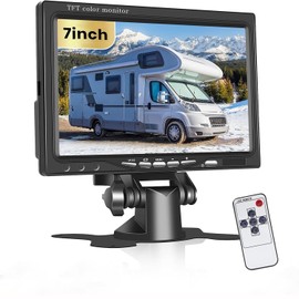 Stynxro 7 Inch Car Monitor, On-Dash Monitor, Backlight Function, Back Monitor, Rear Display, Dual Video Input, Wireless Remote Control, 12V/24V Compatible, Easy to Install, Suitable for Vans, Trucks