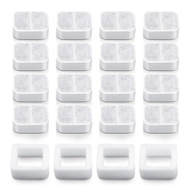 VinDox Ceramic Cat Water Fountain Replacement Filters Compatible with iPettie Tritone Ceramic Pet Fountain, Cats and Dogs Water Fountain (16+4)