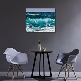 DIY Hand Painted Oil Painting Abstract Blue Ocean Waves Adult Painting by Numbers Beginners Painting with Numbers Living Room Bedroom Decor Craft Gifts for Home Decorations 16 x 20 Inches