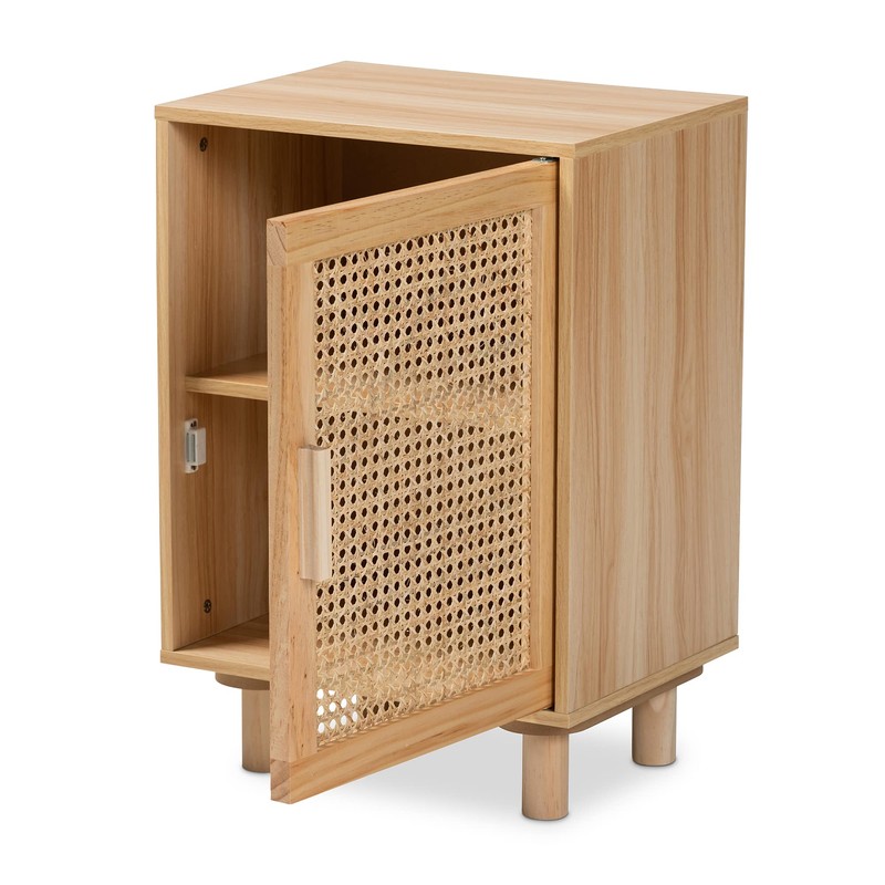 Baxton Studio Maclean End Table, Beige/Natural Brown