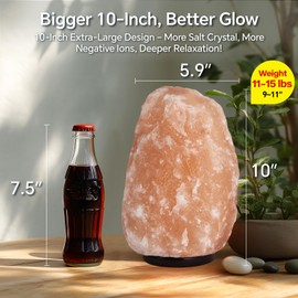 pursalt Himalayan Salt Lamp - 9-11 Inch 11-15 lbs, Natural Pink Salt Rock Lamp with Remote Control, 16 Color-Changing LED, USB-Powered Night Light for Home, Office, Bedroom, Yoga Decor
