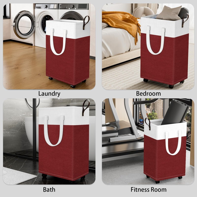 HomeHacks 75L Rolling Laundry Basket with Wheels, Collapsible & Waterproof