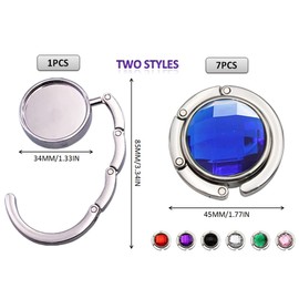 Kellegour Pack of 8 Table Handbag Holder Hooks, Gemstones, Portable Table Hooks for Handbags, Handbag Holder, Mobile, Foldable Non-Slip Holder, Handbags, for Restaurants, Cafés, Wallets