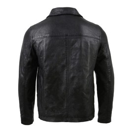 Milwaukee Leather Vintage SFM1804 Men's Classic Black Zipper Front Jacket with Shirt Collar - 2X-Large