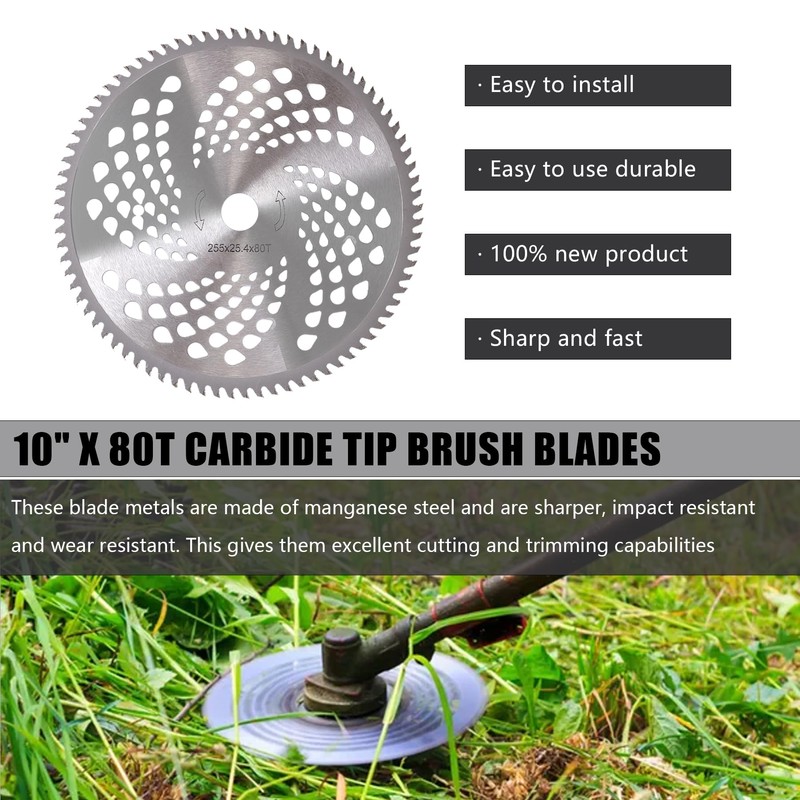 10" x 3 Teeth Carbon Steel Brush Cutter Blades &
