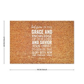 DecStic But Grow in The Grace and Knowledge of Our Coir Door Mat Saying Quote Doormat Rustic Thick Durable Non Slip Mat for Front Outdoor Indoor Home Entrance 24x36in