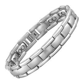 Willis Judd Double Strength Magnetic Bracelet for Men - Adjustable Length with Sizing Tool Silver
