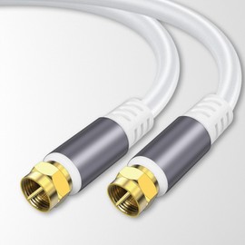 Tiierzon RG6 Coaxial Cable 1.5M，Low Loss High Speed Coax cable Cord Extender for HD TV, Dish, Satellite, Antenna, TV Cable (White, 1.5M)