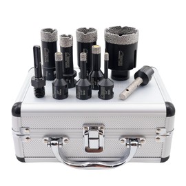 SHDIATOOL Diamond Core Drill Bits Hole Saw Kit for Porcelain Tile Ceramic Marble Brick Vacuum Brazed Cutter Set 10-Piece （6/8/10/13/19/25/32/51mm +10mm+SDS Plus