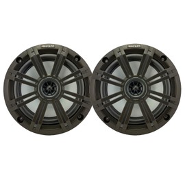 KICKER 6.5" 195 Watt Peak Power Marine OEM Replacement Boat Audio Speakers (Pair) with Charcoal Grilles