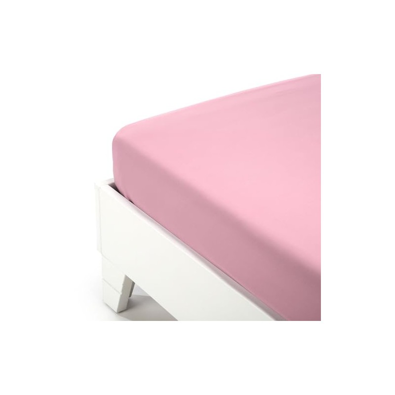 Caleffi Plain Cotton Bottom Sheet, Cotton, Pink, Single, 01095 ,