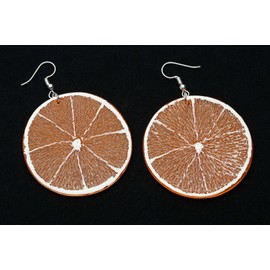Miniblings Orange Slice Earrings Orange Fruit Summer Bartender XL Handmade Fashion Jewellery I Earrings Silver Plated, Plastic