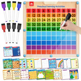 Coogam Handwriting Hundred Board, Math Manipulative Wooden Montessori 1-100 Number Toys, Alphabet Writing Practice for Preschool Educational Activity, Fine Motor Learning Game for Kids Age 3-8
