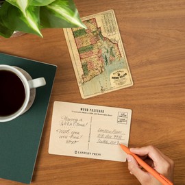 Rhode Island, (1880), Panoramic Map (4x6 Birch Wood Postcards, 2-Pack Stationary, Rustic Home Wall Decor)