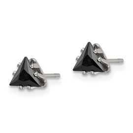 FJC Finejewelers Stainless Steel Polished Black Triangle CZ Stud Post Earrings 5 x 5 mm