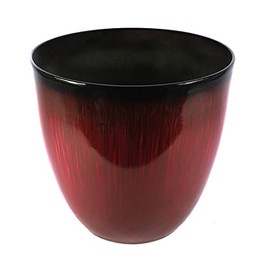 Gardener Select (EPR15-206 Large Egg Shaped Planter - Modern Indoor & Outdoor Decorative Flower Pot/Box (15 Inch, Red Flower)