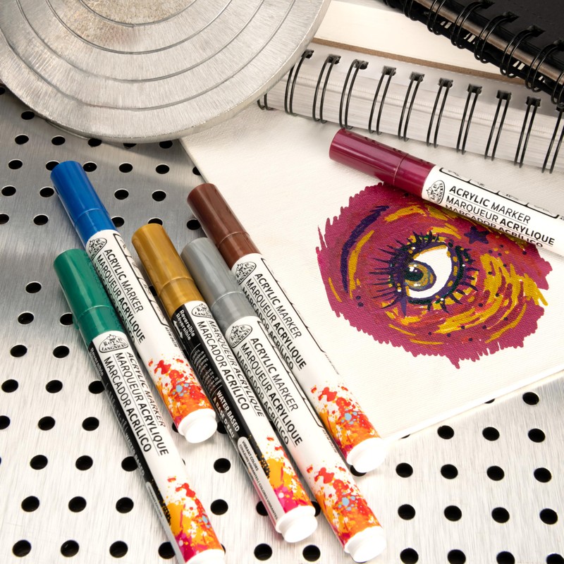 Royal & Langnickel 6 x 2mm Acrylic Artists Marker Pens