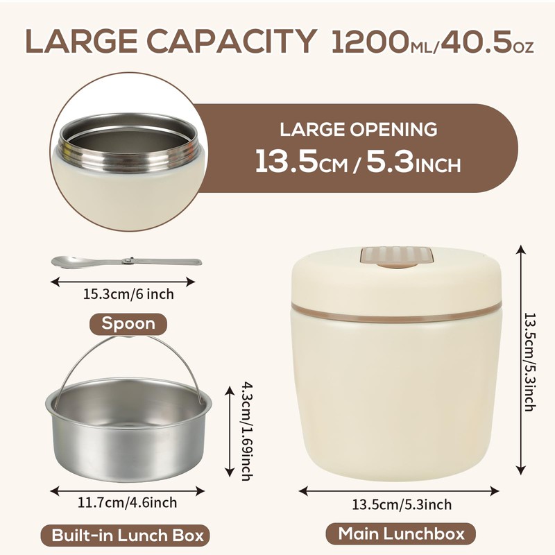 Cozary Thermos per Alimenti Caldi 1200 ml, Contenitore Termico per