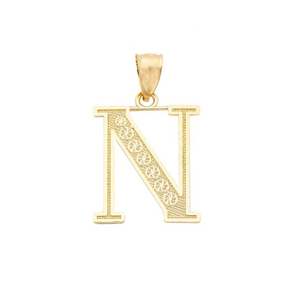 LoveBling 10K Yellow Gold Diamond Cut A to Z Alphabet