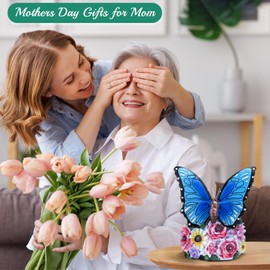 Linkax Mum Gifts for Mothers Day, Solar Butterfly Statue Garden Light Outdoor Ornaments, Birthday Gifts for Women Nanny Grandma, Patio Balcony Yard Garden Decor, Unique Easter Gardening Present