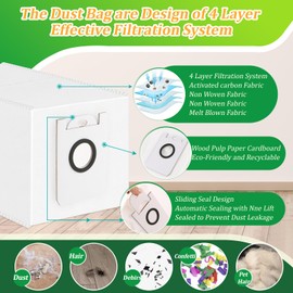 12Pcs Dust Bags for BObsweep Dustin Self-Emptying PET24-7-213 / Orb-i Self-Emptying PET24-7-313 / RC400 Robot Vacuum Cleaner Bags Replacement
