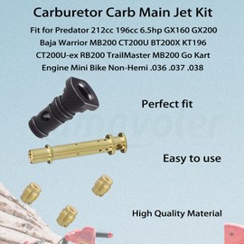 Amavoler Carburetor Carb Main Jet Kit Fit for Predator 212cc 196cc GX160 GX200 for Non-Hemi Engine Go Kart Mini Bike 6.5hp Baja Warrior MB200 CT200U BT200X KT196.036 .037 .038.