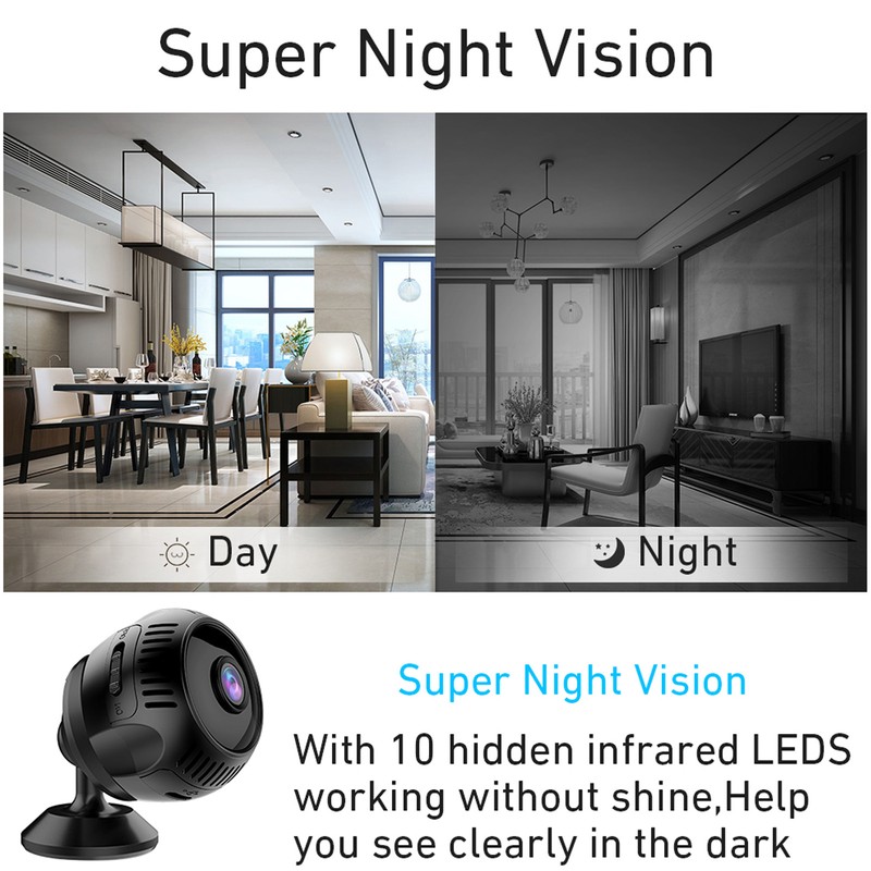 Wireless Mini Camera ABS 1080P 500mah 150 Degree Wide Angle