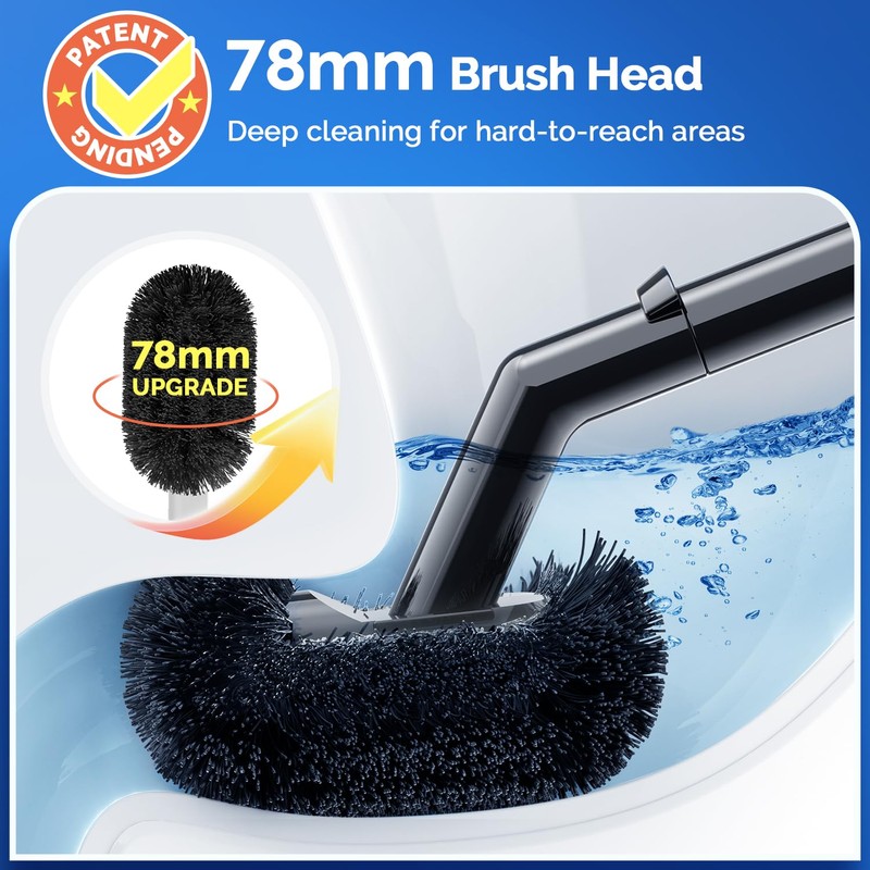 HAMITOR Toilet Plunger Bowl Brush Set: Curved Bristle with Holder