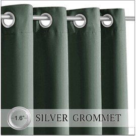 RYB HOME Waterproof Outdoor Curtains - Privacy UV Block Thermal Insulating Curtains for Patio Porch Pergola Pavilion Terrace Shades Blinds, Wide 52 x Long 63 inches, 1 Panel, Dark Green