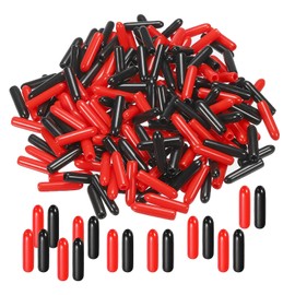 PATIKIL 1.5 mm Round Rubber End Caps, 400 Pack Vinyl Bolt Cover Caps Flexible Screw Thread Protectors for Metal Tubing Rod Bolts, Black-Red