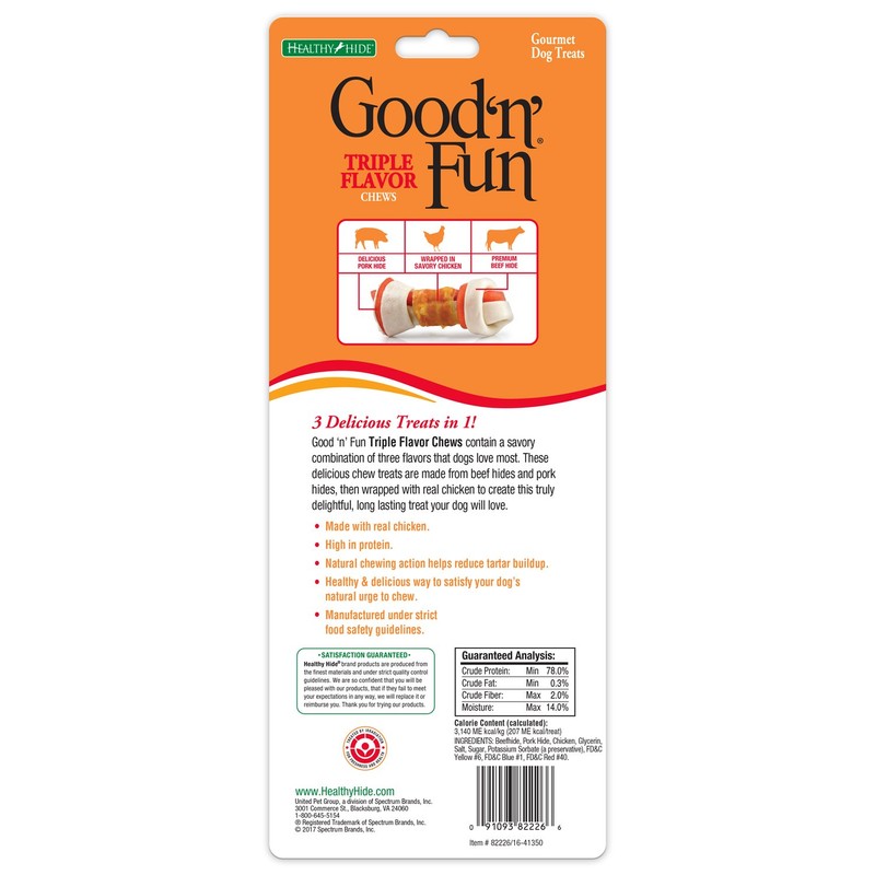 Good ’N’ Fun Triple Flavor Chews, Rawhide Treats For Dogs,